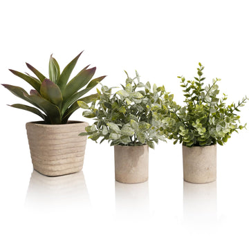 3 Stück Künstliche Pflanzen, Kunstpflanze Agave